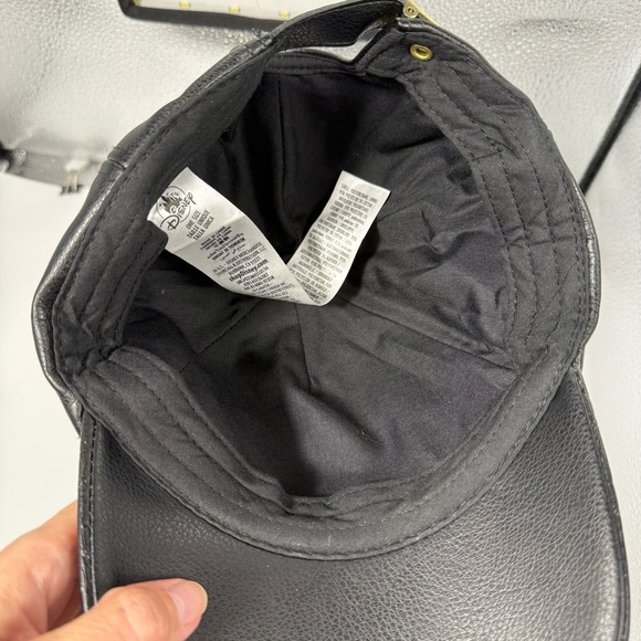 Walt Disney World 50th Anniversary Logo Black Baseball Cap Hat faux leather - Picture 3 of 4